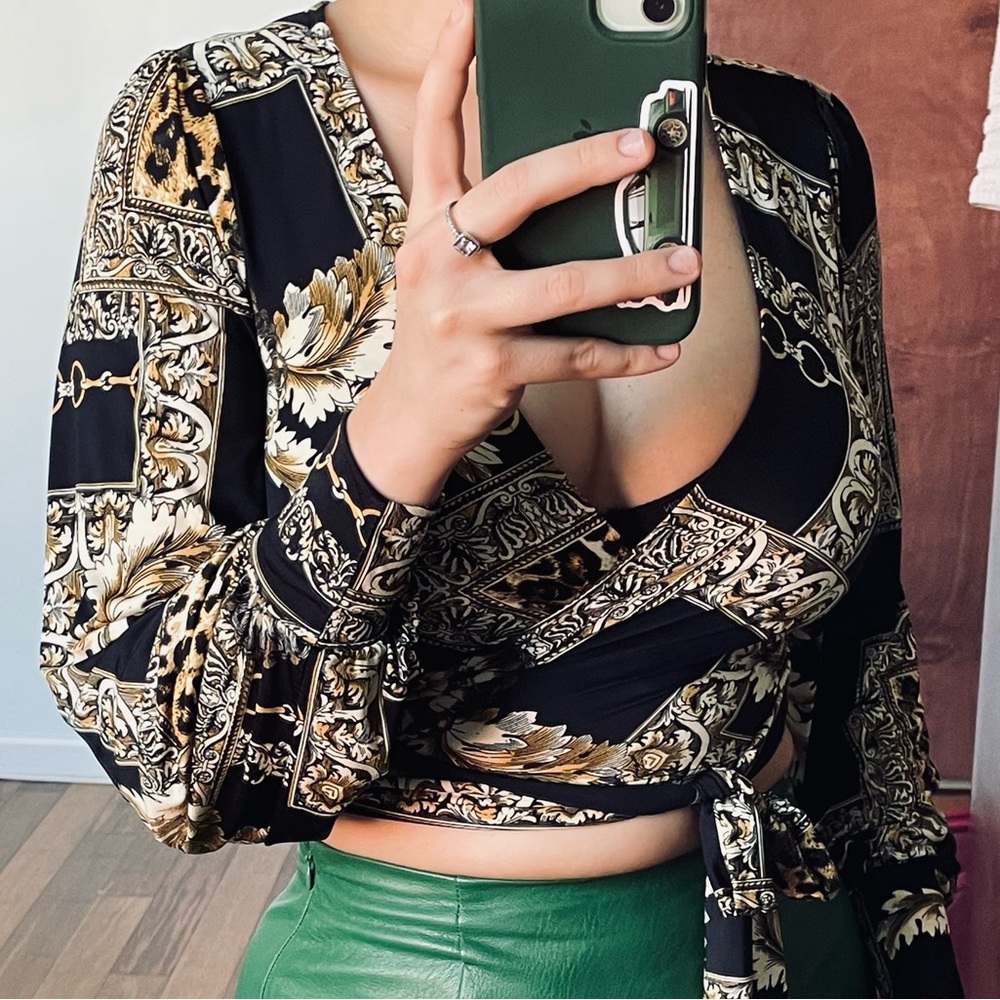 Long sleeve top Windsor black with chain pattern